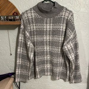 Grey and white plaid sweater